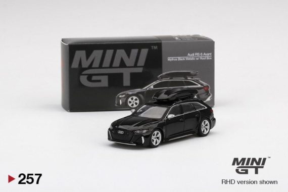 MINI GT 1/64 Audi RS 6 Avant Mythos Black Metallic w/ Roof Box