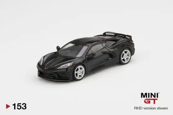 MINI GT 1/64 Chevrolet Corvette Stingray 2020 Black w/ Midnight Gray Stripe