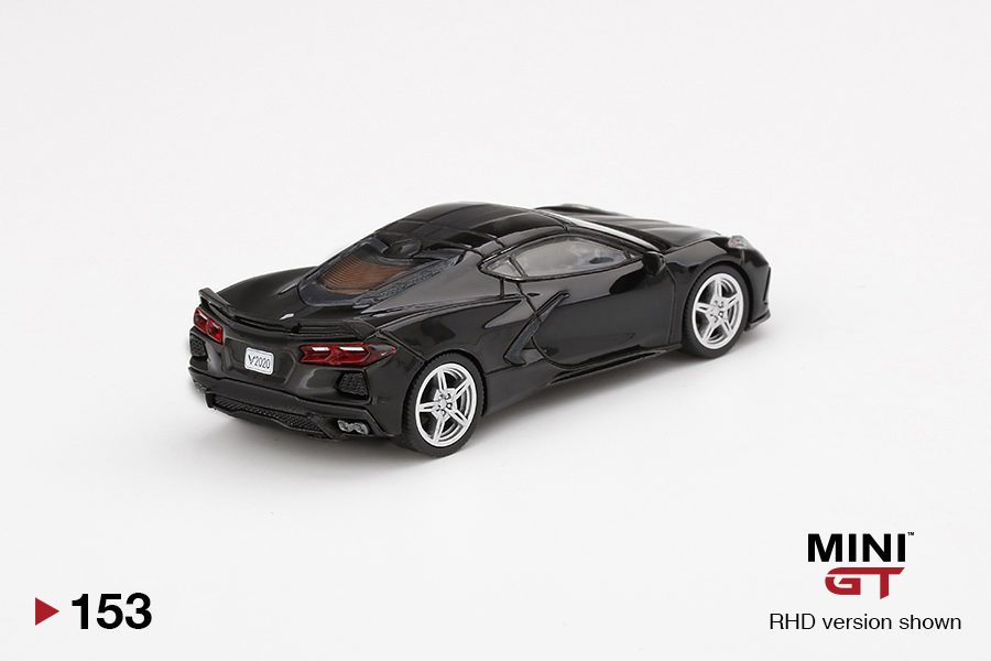 MINI GT 1/64 Chevrolet Corvette Stingray 2020 Black w/ Midnight Gray Stripe
