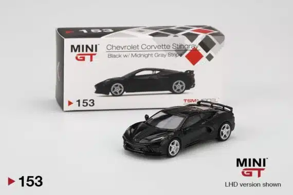 MINI GT 1/64 Chevrolet Corvette Stingray 2020 Black w/ Midnight Gray Stripe