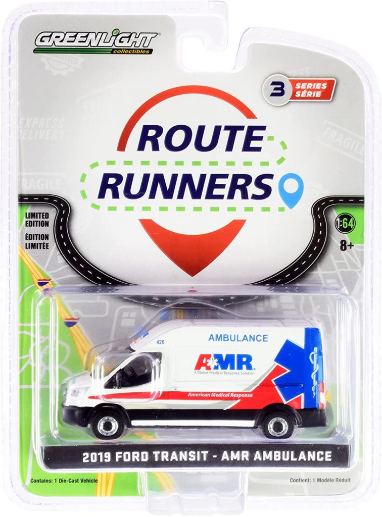 Greenlight 1/64 Route Runners Series 3 - 2019 Ford Transit - AMR Ambulance 53030