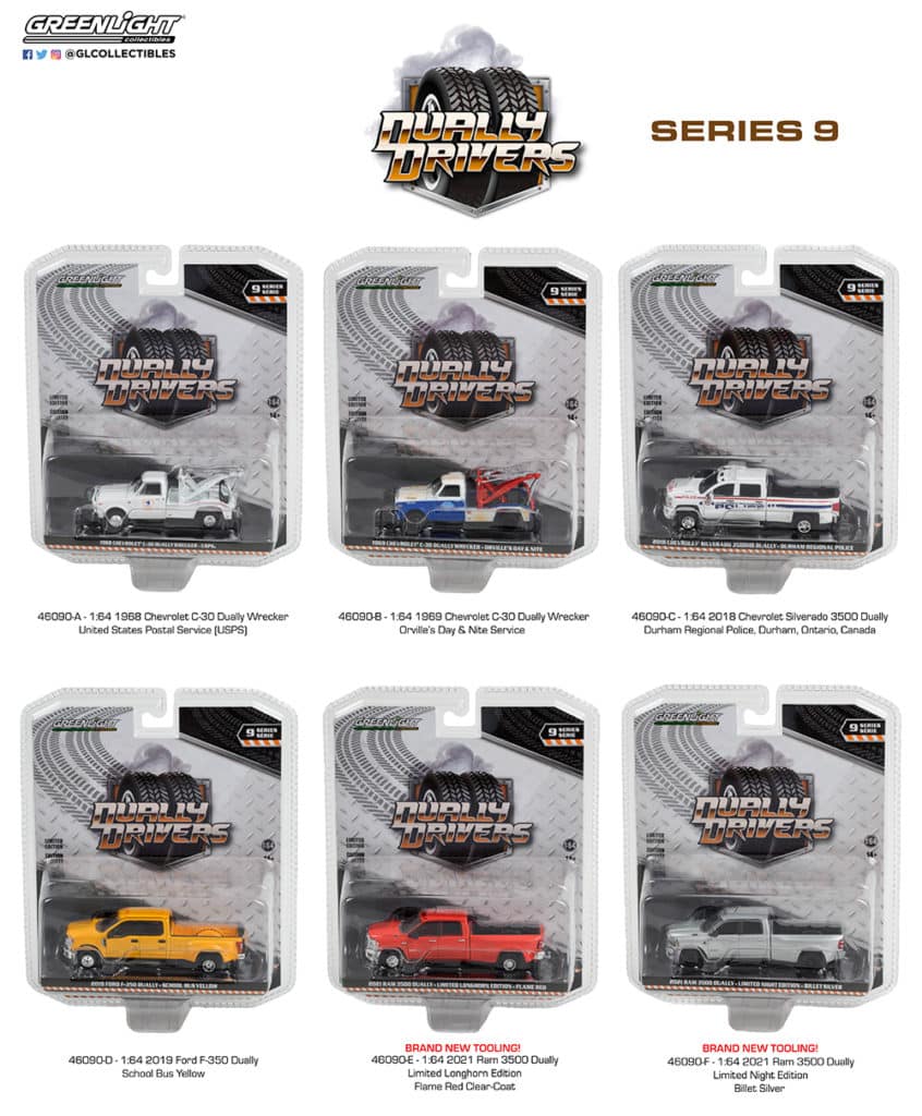 Greenlight 1/64 Dually Drivers Series 9 2021 RAM 3500 Dually - Limited Night Edition - Billet Silver 46090-F