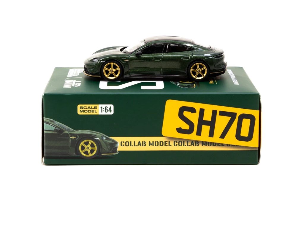 MINI GT X Tarmac Works 1/64 Porsche Taycan Turbo S Midnight Green SHMEE150 - COLLAB64 MGT00274-R