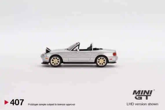 MINI GT 1/64 No.407 Mazda Miata MX-5 (NA) Tuned Version Silver Stone Metallic Silver LHD MGT00407-L