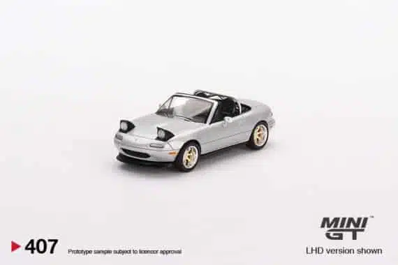 MINI GT 1/64 No.407 Mazda Miata MX-5 (NA) Tuned Version Silver Stone Metallic Silver RHD MGT00407-R