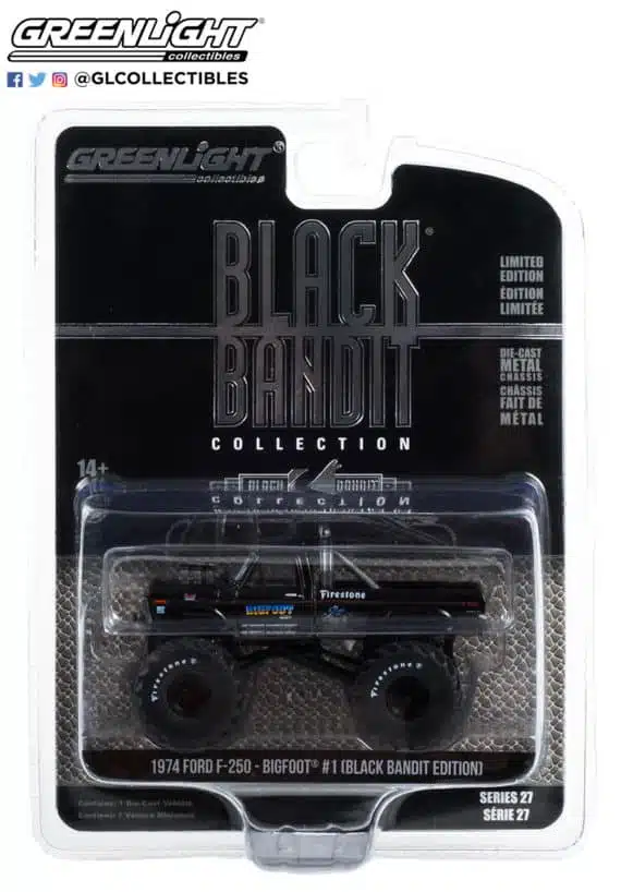 Greenlight 1/64 Black Bandit Series 27 - 1974 Ford F-250 - Bigfoot #1 (Black Bandit Edition) 28110-E