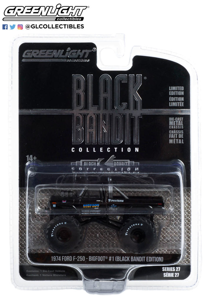 Greenlight 1/64 Black Bandit Series 27 - 1974 Ford F-250 - Bigfoot #1 (Black Bandit Edition) 28110-E