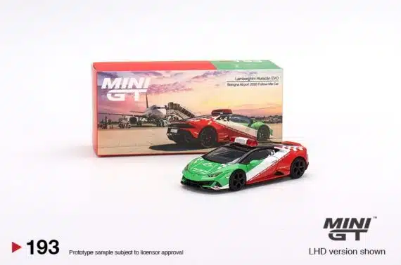 MINI GT 1/64 No.193 Lamborghini Huracán EVO Bologna Airport 2020 Follow-Me Car LHD MGT00193-L