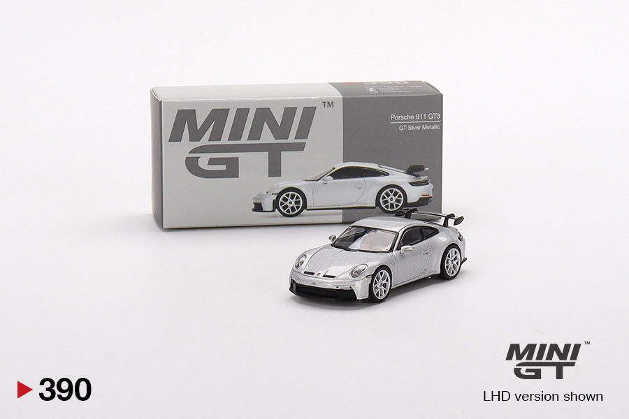 MINI GT 1/64 No.390 Porsche 911 (992) GT3 GT Silver Metallic RHD MGT00390-R
