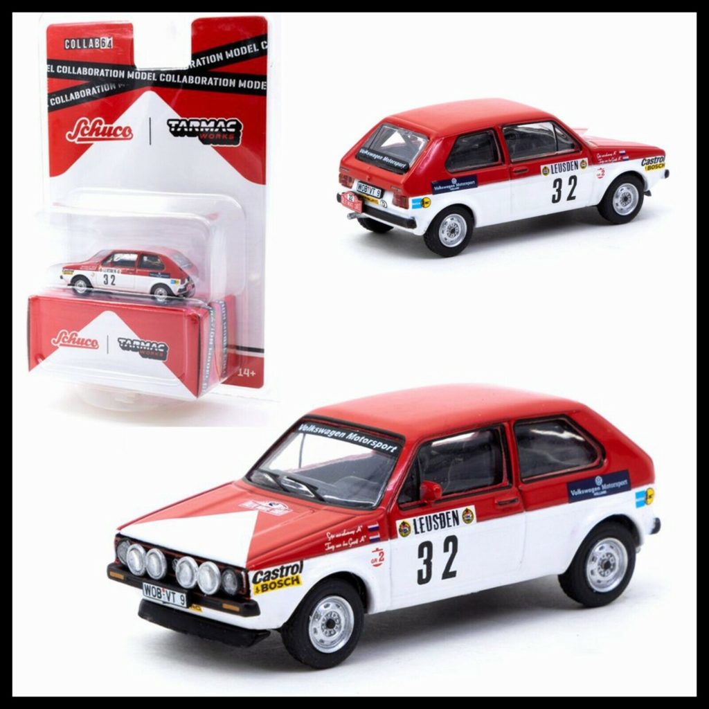 Tarmac Works 1/64 COLLAB64 Schuco X Tarmac VW Golf 1 GTI Rally Monte Cario 1980