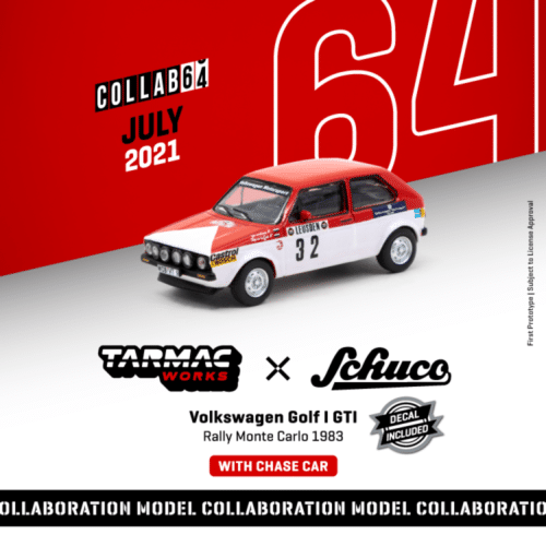 Tarmac Works 1/64 COLLAB64 Schuco X Tarmac VW Golf 1 GTI Rally Monte Cario 1980