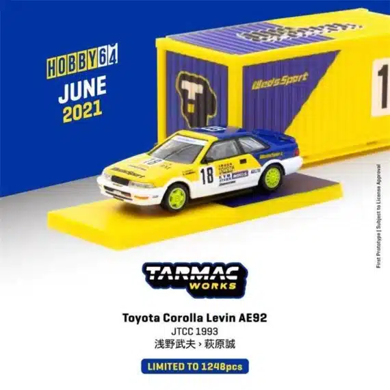 Tarmac Works 1/64 HOBBY64 Toyota Corolla Levin AE92 JTC 1993