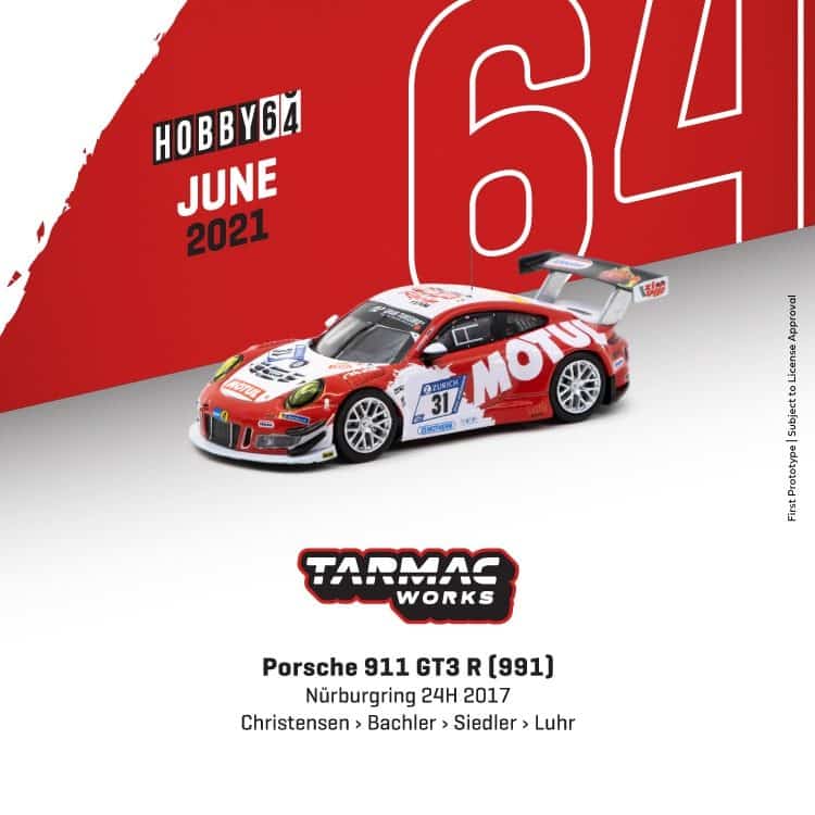 Tarmac Works 1/64 HOBBBY64 Tarmac Works x IXO Porsche 911 GT3 R Nürburgring 24h 2017