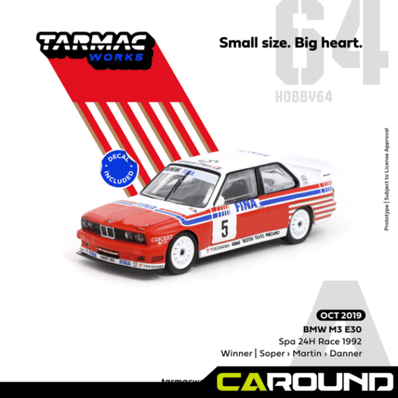 Tarmac Works 1/64 HOBBY64 BMW M3 E30 | Spa 24H Race 1992 Winner ixo