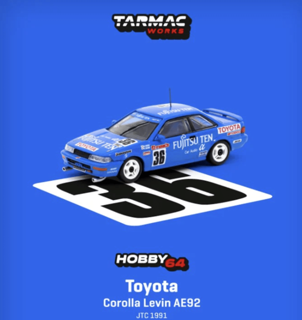 Tarmac Works 1/64 HOBBY64 Toyota Corolla Levin AE92 JTC 1991