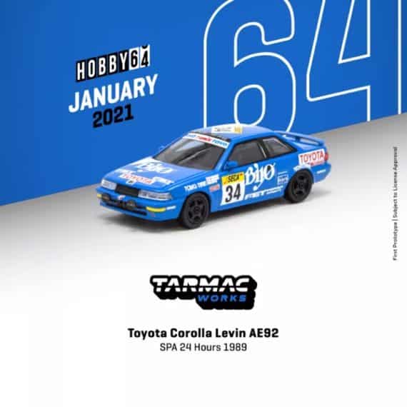 Tarmac Works 1/64 HOBBY64 Toyota Corolla Levin AE92 SPA 24 Hours 1989