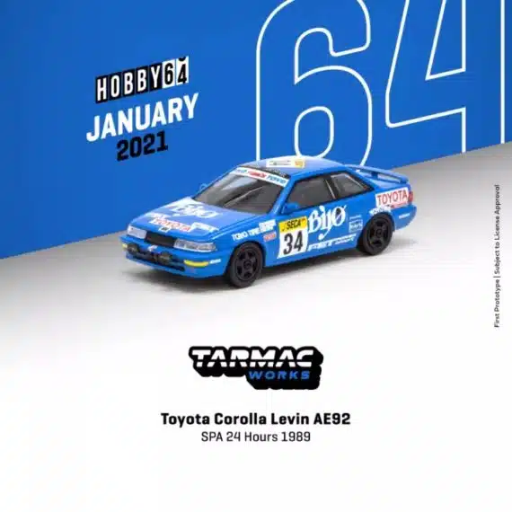 Tarmac Works 1/64 HOBBY64 Toyota Corolla Levin AE92 SPA 24 Hours 1989