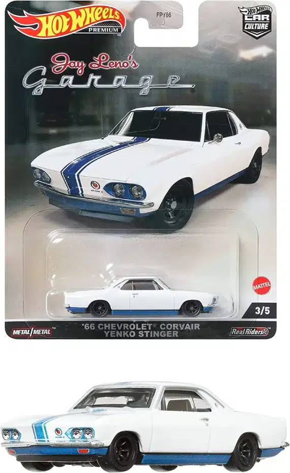 Hot Wheels Premium Car Culture Jay Reno Garage - '66 Chevrolet Corvair Jenko Stinger White HCJ84