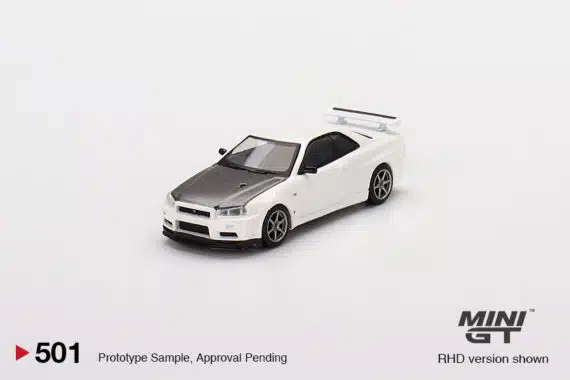 MINI GT 1/64 No.501 Nissan Skyline GT-R (R34) V-Spec II N1 White RHD MGT00501-R