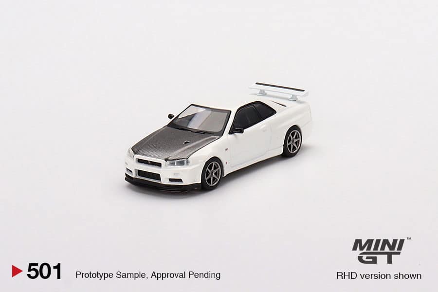 MINI GT 1/64 No.501 Nissan Skyline GT-R (R34) V-Spec II N1 White RHD MGT00501-R