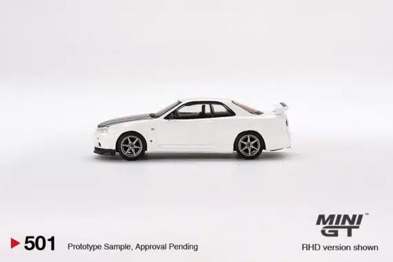 MINI GT 1/64 No.501 Nissan Skyline GT-R (R34) V-Spec II N1 White RHD MGT00501-R