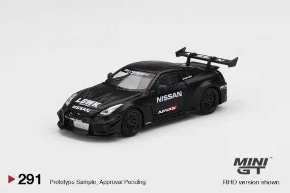 MINI GT 1/64 No.291 LB-Silhouette WORKS GT miJo Exclusives NISSAN 35GT-RR Ver.2 Matt Black LBWK LHD MGT00291-MJ (แพ็คแขวน)