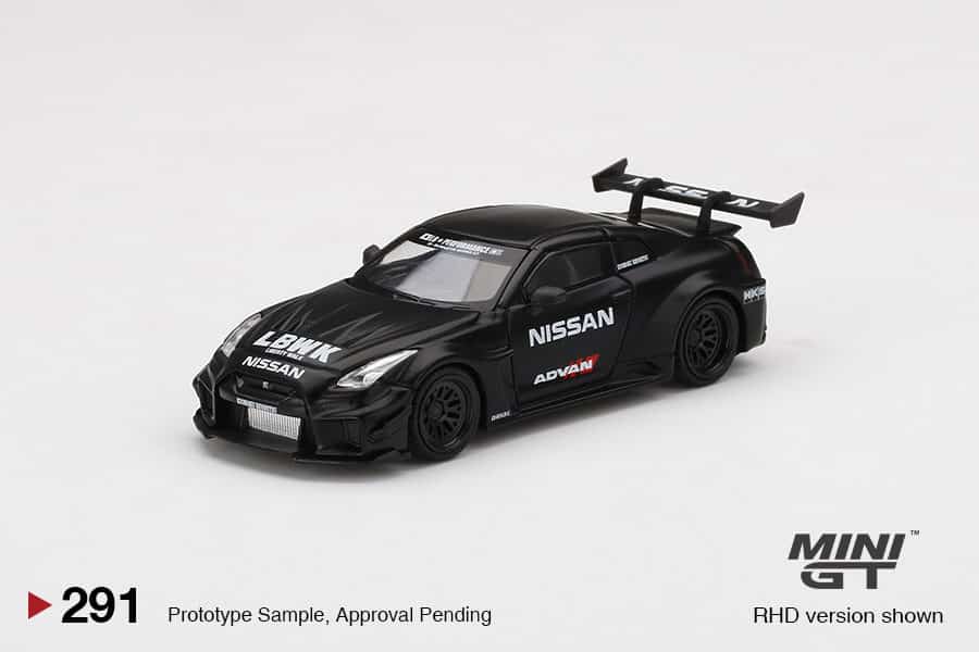 MINI GT 1/64 No.291 LB-Silhouette WORKS GT miJo Exclusives NISSAN 35GT-RR Ver.2 Matt Black LBWK LHD MGT00291-MJ (แพ็คแขวน)