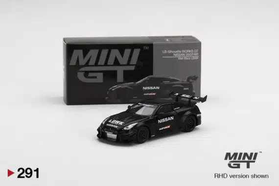 MINI GT 1/64 No.291 LB-Silhouette WORKS GT miJo Exclusives NISSAN 35GT-RR Ver.2 Matt Black LBWK LHD MGT00291-MJ (แพ็คแขวน)