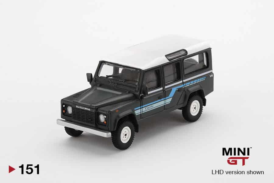 MINI GT 1/64 No.151 Land Rover Defender 110 1985 County Station Wagon Grey LHD MGT00151-L