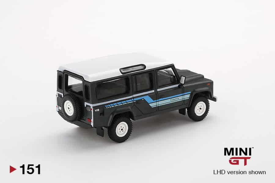 MINI GT 1/64 No.151 Land Rover Defender 110 1985 County Station Wagon Grey LHD MGT00151-L