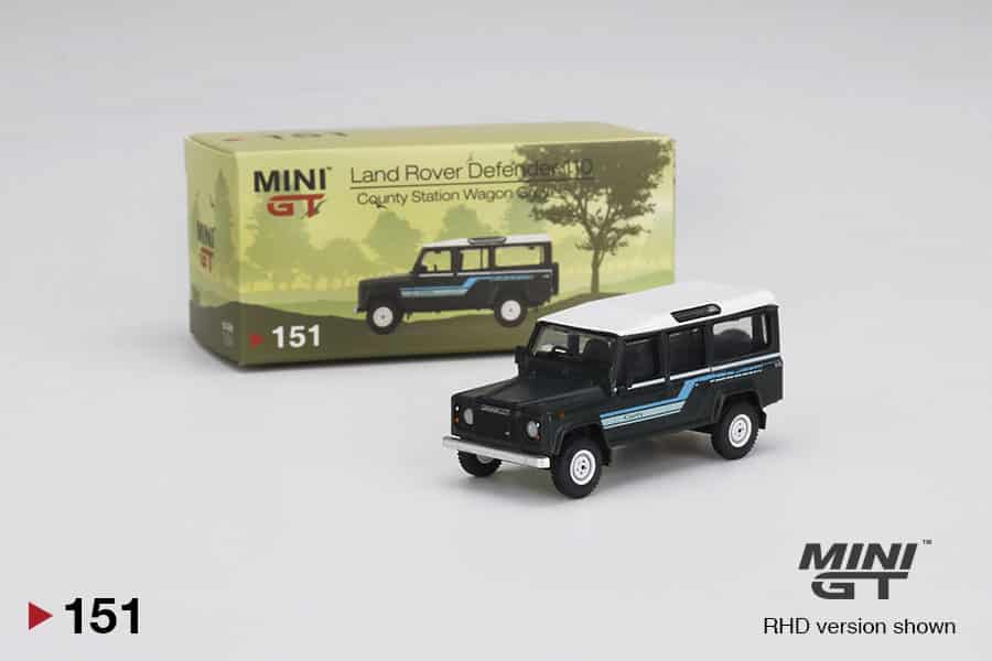 MINI GT 1/64 No.151 Land Rover Defender 110 1985 County Station Wagon Grey LHD MGT00151-L
