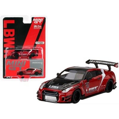 MINI GT 1/64 No.345 LB★WORKS mijo Exclusives Nissan GT-R R35 Type 2, Rear Wing ver 3 , Red, LB Work Livery 2.0 MGT00345-MJ (แพ็คแขวน)