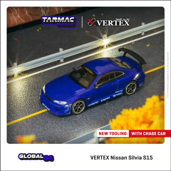 [Pre-Order] Tarmac Works 1/64 GLOBAL64 VERTEX Nissan Silvia S15 Blue Metallic