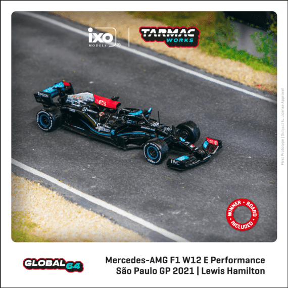 Tarmac Works 1/64 GLOBAL64 Mercedes-AMG F1 W12 E Performance São Paulo Grand Prix 2021 Winner Lewis Hamilton