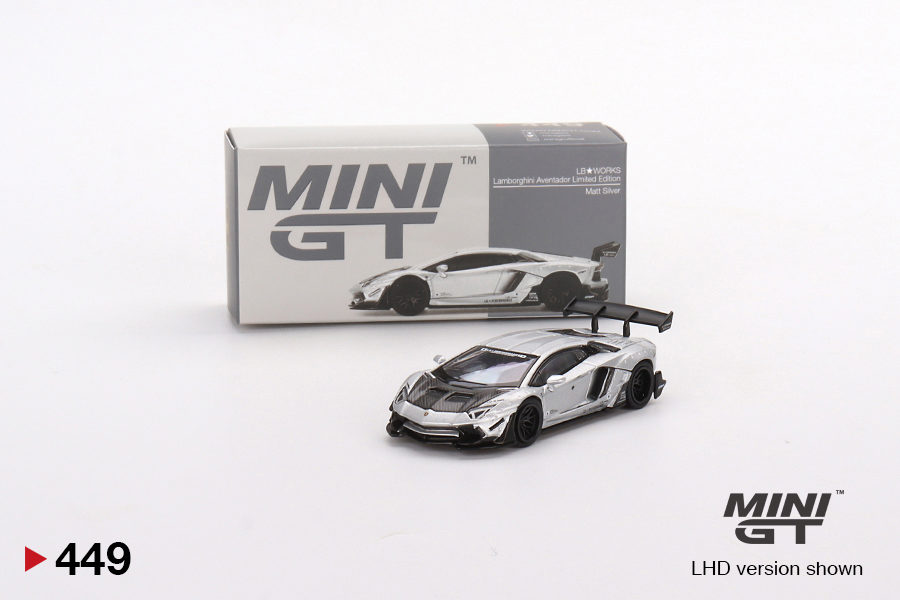 MINI GT 1/64 No.449 LBWORKS Lamborghini Aventador Limited Edition Matt Silver RHD MGT00449-R