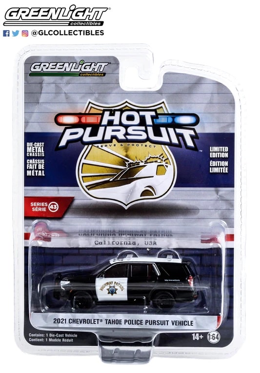 Greenlight 1/64 Hot Pursuit Series 43 - 2021 Chevrolet Tahoe Police Pursuit Vehicle 43010-F