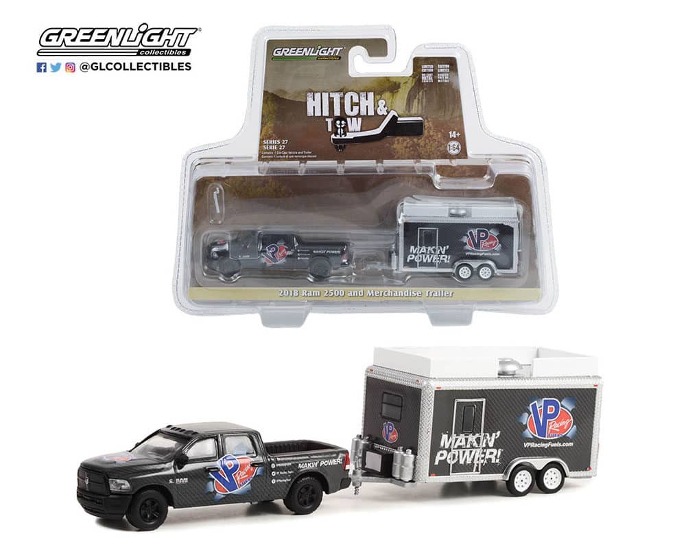 Greenlight 1/64 Hitch & Tow Series 27 - 2018 Ram 2500 and Merchandise Trailer 32270-C