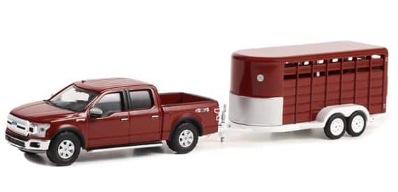 Greenlight 1/64 Hitch & Tow Series 27 - 2019 Ford F-150 XLT with Livestock Trailer 32270-D