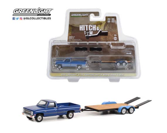 Greenlight 1/64 Hitch & Tow Series 27 - 1981 Chevrolet C-20 Trailering Special with Flatbed Trailer 32270-B