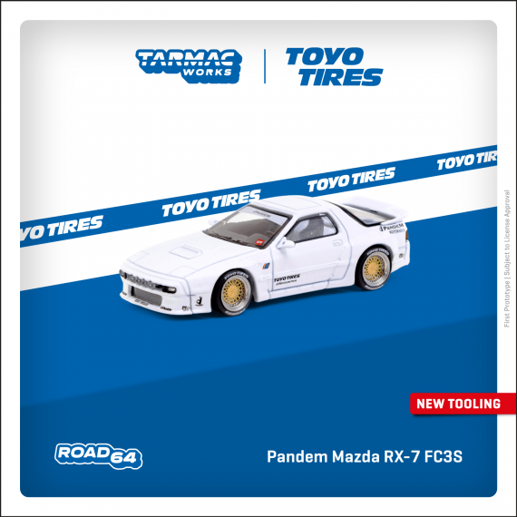 Tarmac Works 1/64 ROAD64 Pandem Mazda RX-7 FC3S White T64R-066-WH