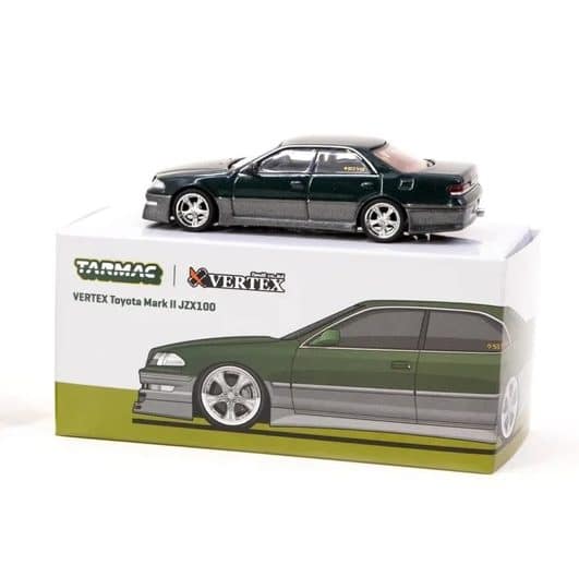 Tarmac Works 1/64 GLOBAL64 VERTEX Toyota Mark II JZX100 Dark Green Metallic