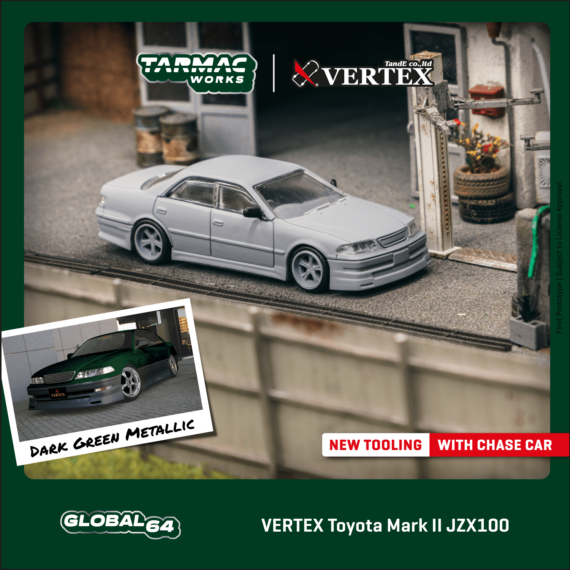 Tarmac Works 1/64 GLOBAL64 VERTEX Toyota Mark II JZX100 Dark Green Metallic
