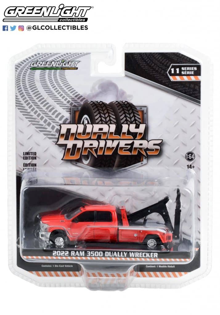 Greenlight 1/64 Dually Drivers Series 11 - 2022 Ram 3500 Dually Wrecker 46110-F