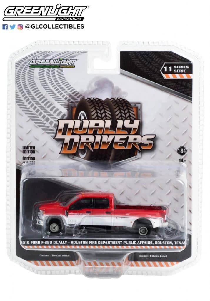 Greenlight 1/64 Dually Drivers Series 11 - 2019 Ford F-350 Dually - Houston Fire Department Public Affairs, Houston, Texas 46110-D
