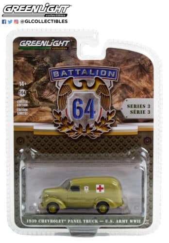 Greenlight 1/64 Battalion 64 Series 3 - 1939 Chevrolet Panel Truck - U.S. Army WWII 61030-A