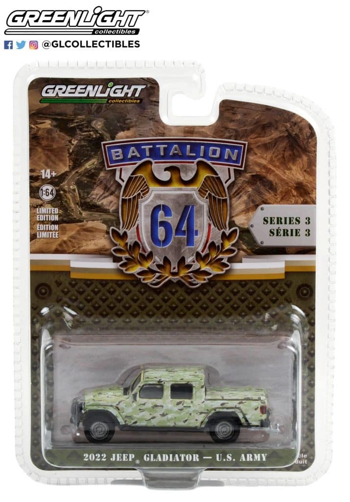 Greenlight 1/64 Battalion 64 Series 3 - 2022 Jeep Gladiator - U.S. Army 61030-F