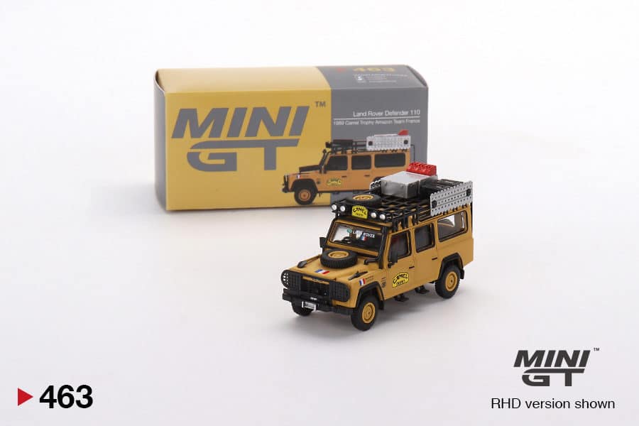 MINI GT 1/64 No.463 Land Rover Defender 110 1989 Camel Trophy Amazon Team France RHD MGT00463-R