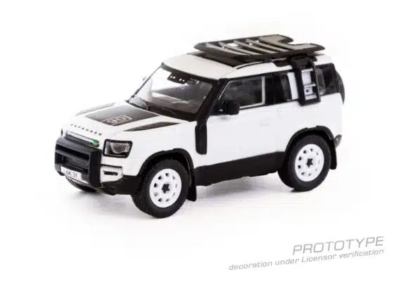 Tarmac Works 1/64 GLOBAL64 Land Rover Defender 90 White Metallic Lamley Special Edition