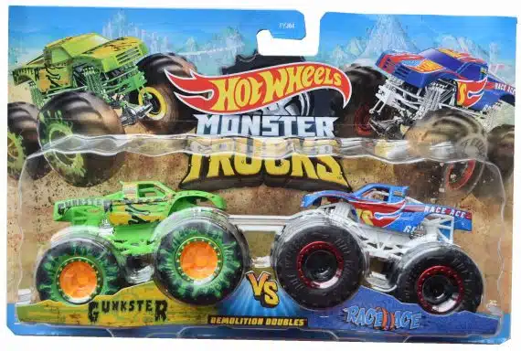 Hot Wheels Monster Trucks Demolition Doubles Gunkster VS Racellace
