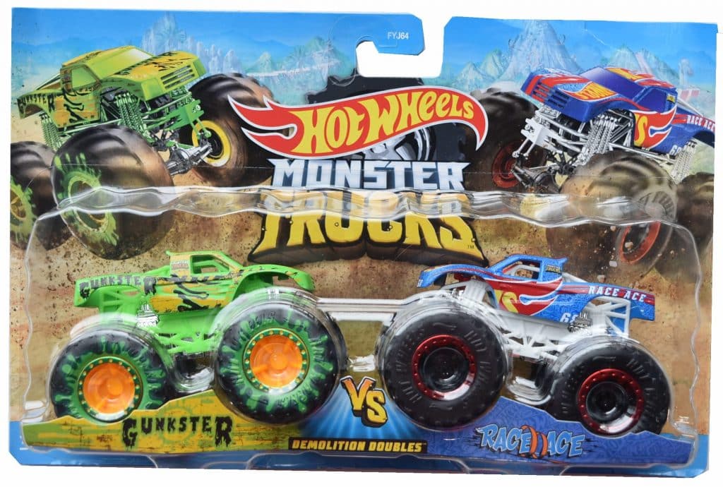 Hot Wheels Monster Trucks Demolition Doubles Gunkster VS Racellace